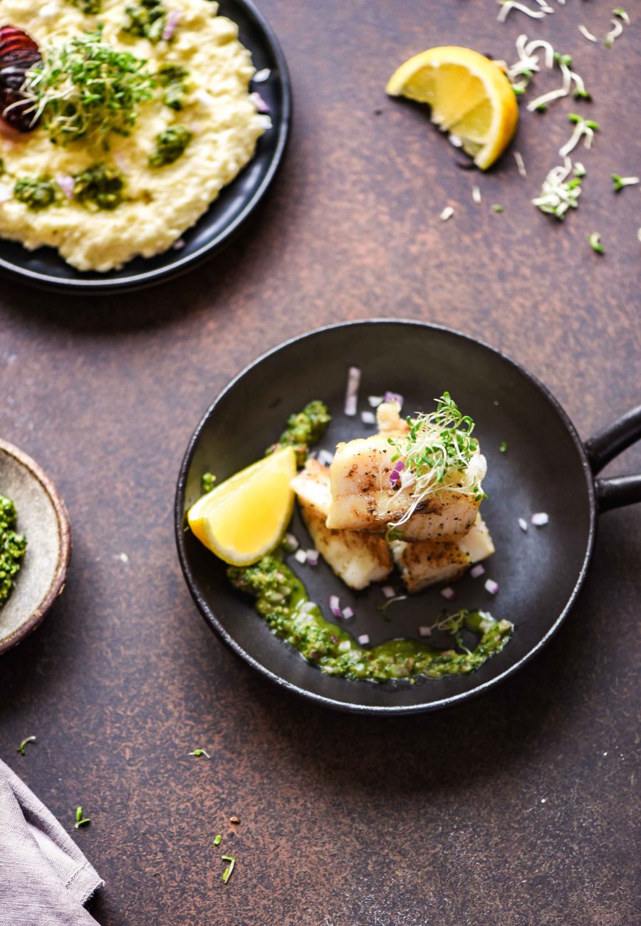 Hoki with Pesto