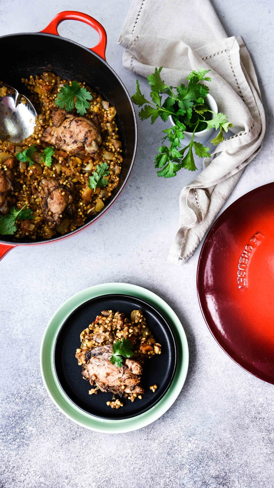 Apricot chicken with buckwheat