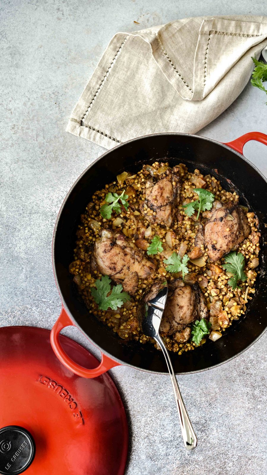Apricot chicken with buckwheat