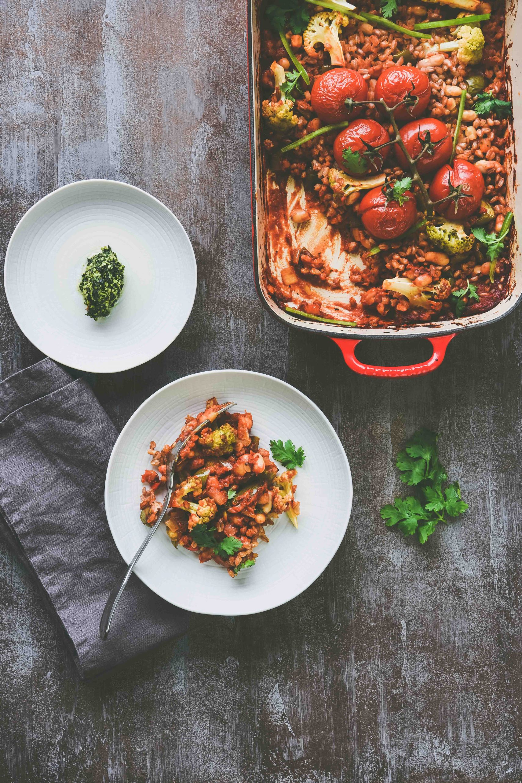 Farro and Beans Casserole- A delicious one-pot meal.