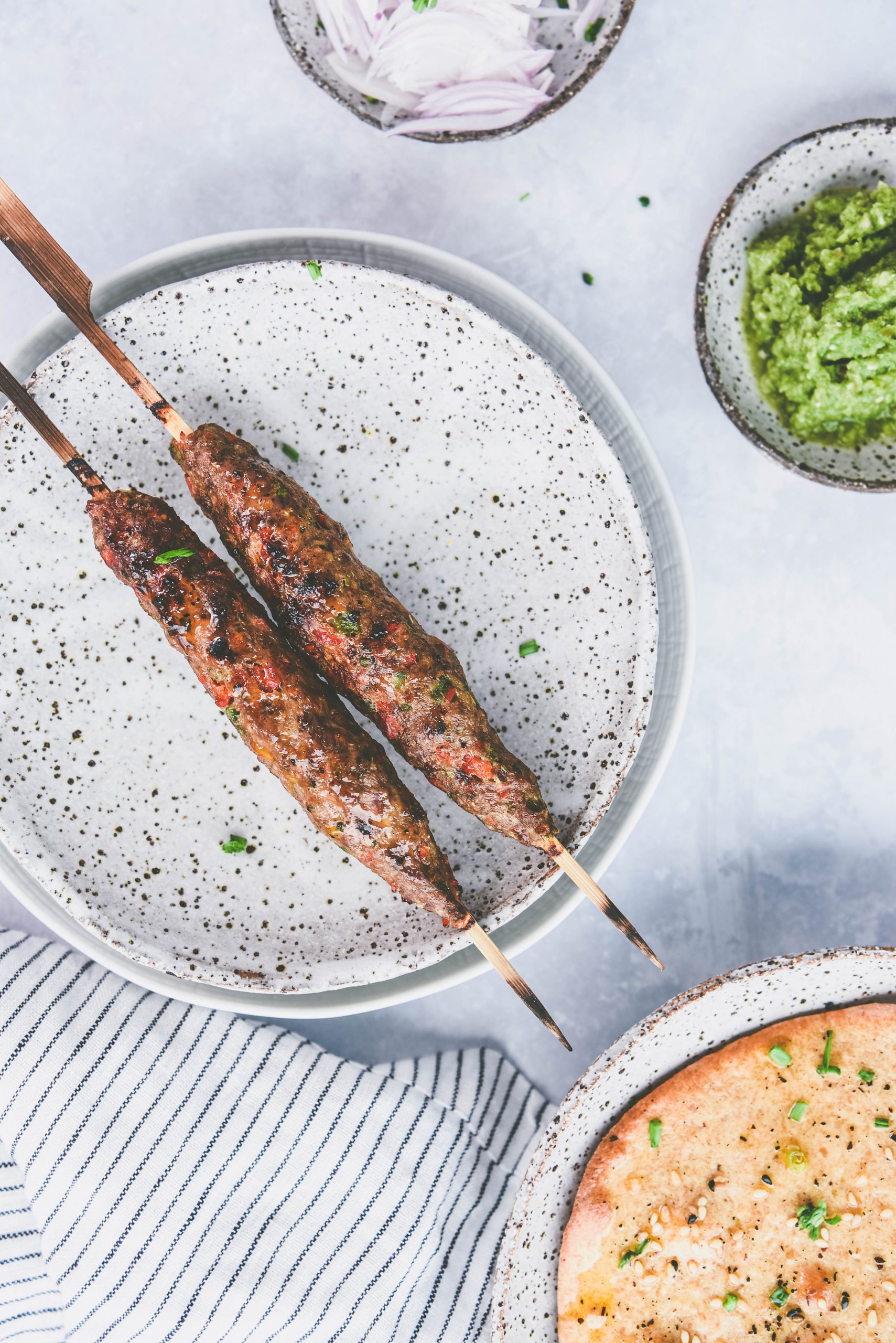 Top view of shish kebabs